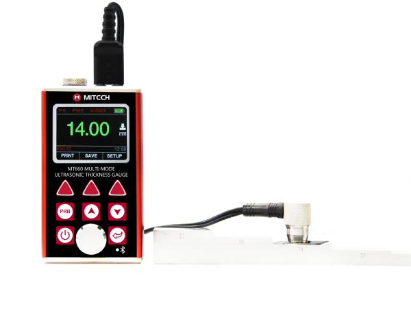Mitech MT660 Çok Modlu Ultrasonik Kalınlık Ölçer, Boya altı ölçüm : 3-100mm, Ölçüm aralığı :0,65 – 600 mm, Metal kasa