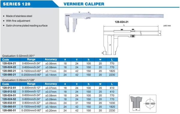 ACCUD 128-008-21 Mekanik Kumpas 128 Serisi 100mm - 0.02mm - 0-200mm