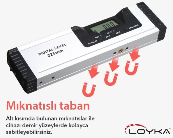 Loyka 5419-225D Dijital Eğim Ölçer (Çizgi Lazerli) 22.5CM