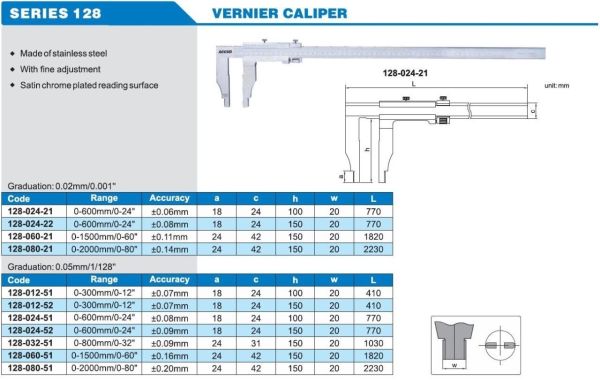 ACCUD 128-020-22 Mekanik Kumpas 128 Serisi 150mm - 0.02mm - 0-500mm