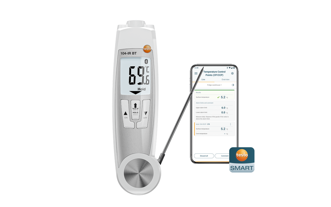 Testo 104-IR BT - App Bağlantılı Infrared/Batırma Termometresi