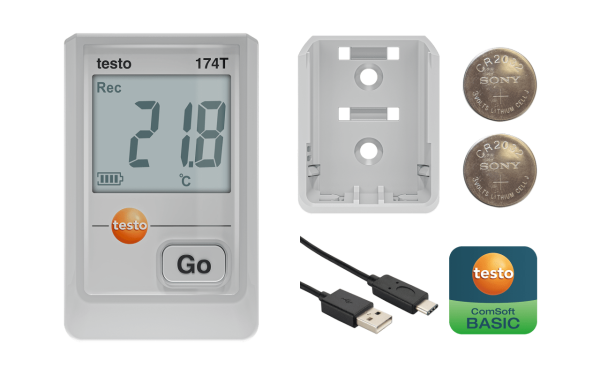 Testo 174T USB-C Girişli Mini Sıcaklık Kayıt Datalogger Cihazı | Beyaz