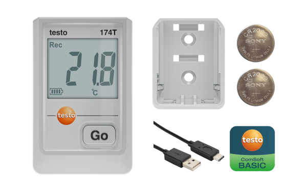 Testo 174T USB-C Girişli Mini Sıcaklık Kayıt Datalogger Cihazı | Beyaz
