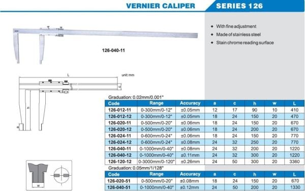 ACCUD 126-020-11 Mekanik Kumpas 126 Serisi 150mm - 0.02mm - 0-500mm