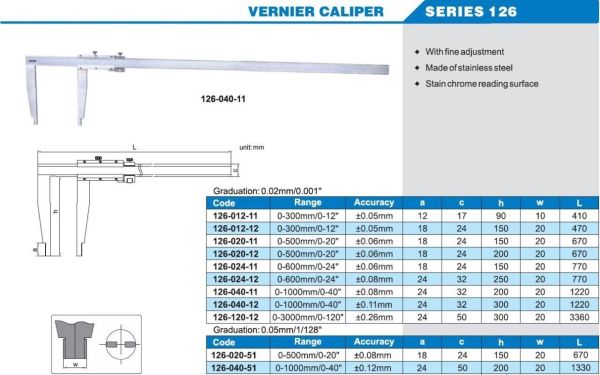 ACCUD 126-020-51 Mekanik Kumpas 126 Serisi 150mm - 0.05mm - 0-500mm