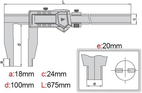 İnsize 1106-501 Tek Çene Dijital Kumpas 0-500mm