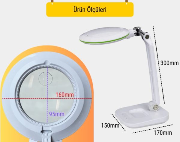 Flexi Masaüstü Büyüteç | Ayarlanabilir Kademeli Led Aydınlatmalı