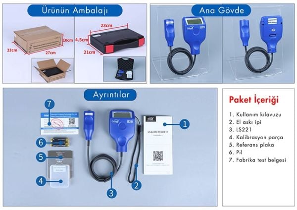 Linshang LS221 Kablolu Boya Kalınlık Ölçer