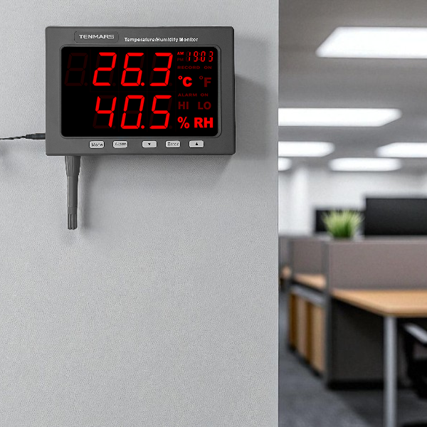 Tenmars TM-185D Işıklı Göstergeli Sıcaklık Nem Ölçer | Kayıt Yapabilir