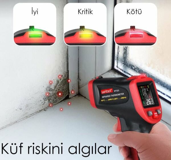 WT323E Rutubet Küf Analizli Lazerli Termometre ( -50 °C' den 500 °C )