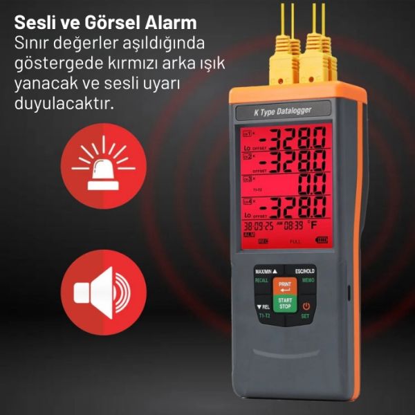 AZ 88594 GLP 4 Kanallı K Tipi Termokupl Veri Kaydedici