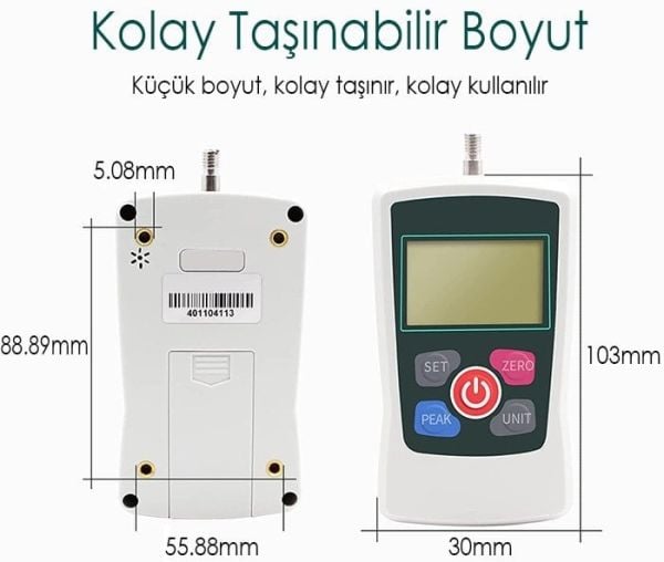AMF-500 Dijital İtme Çekme Kuvveti Ölçer | 500 Newton | 0,1N | Tek Bağlantılı