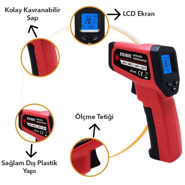 DT8380FC Kızılötesi Lazerli Termometre 380°C