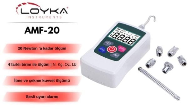 AMF-20 Dijital İtme Çekme Kuvveti Ölçer | 20 Newton