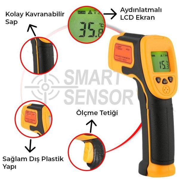 Smart Sensor AS530 Kızılötesi Lazerli Sıcaklık Ölçer