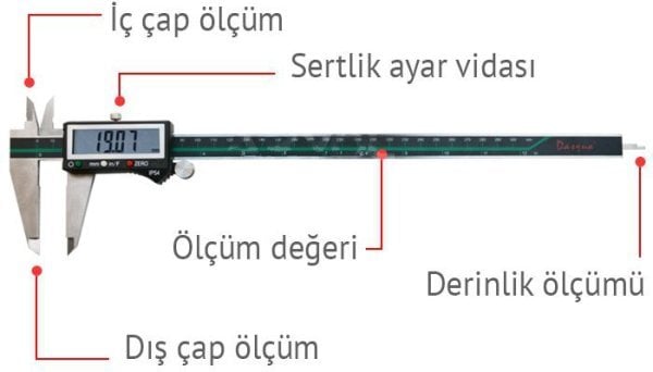 Dasqua 2310-7115 Dijital Kumpas 0-300 mm (IP54 Korumalı)