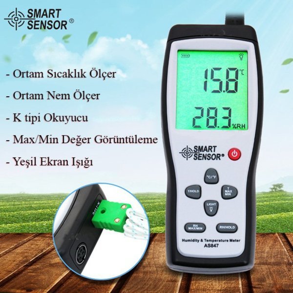 Smart Sensor AS 847 Problu Sıcaklık ve Nem Ölçer