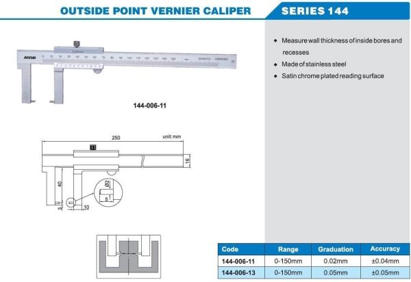 ACCUD 144-006-13 Mekanik Dış Çap Kanal Kumpası-Pimli 144 Serisi 0.05mm