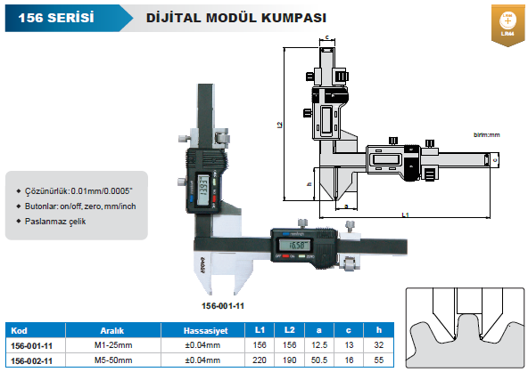 ACCUD 156-002-11 Dijital Modül Kumpası 156 Serisi M5-50mm