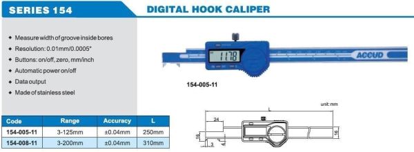 ACCUD 154-008-11 Dijital Kanca Kumpas 154 Serisi 0-200mm