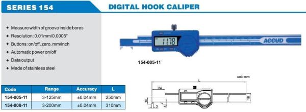 ACCUD 154-005-11 Dijital Kanca Kumpas 154 Serisi 0-125mm