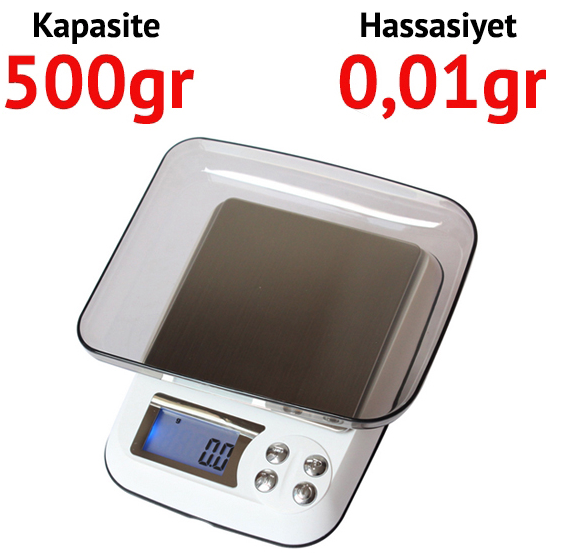 DM3-500 Mini Hassas Terazi Max: 500 gr. Hassasiyet 0,01 g.
