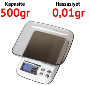 DM3-500 Mini Hassas Terazi Max: 500 gr. Hassasiyet 0,01 g.