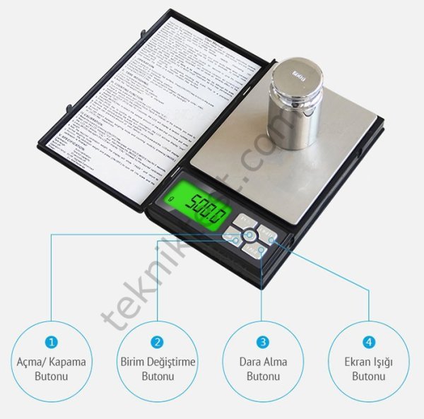 Notebook Kapaklı Cep Terazisi 0.1gr / 2kg
