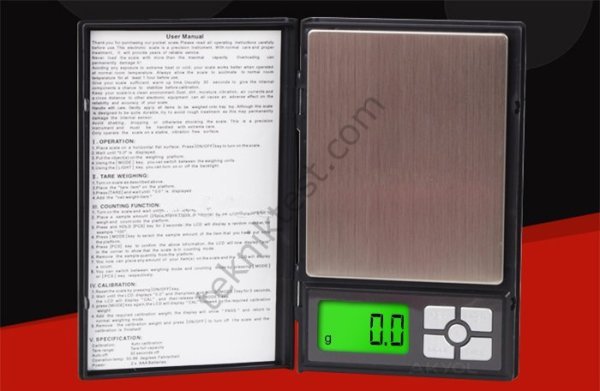 Notebook Kapaklı Cep Terazisi 0.1gr / 2kg