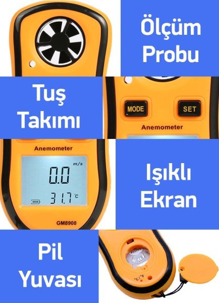 LYK BGM8908 Dijital Rüzgar Ölçer Anemometre