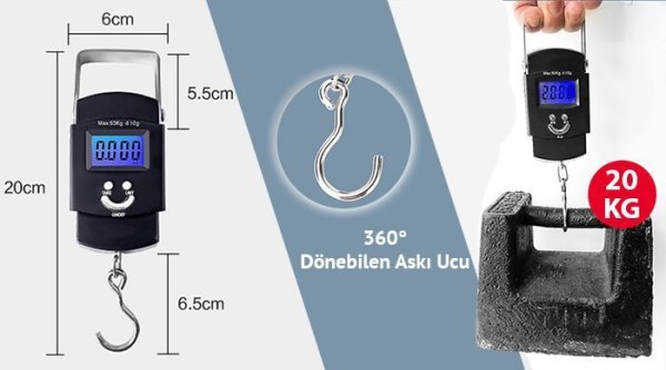 B50 Elektronik Çengel Terazi 50kg
