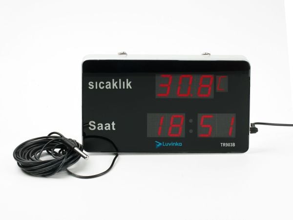 Luvinka TR903B 5m Kablolu Termometre | Saat-Alarm-25cm Ekran