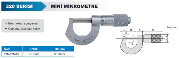 320-015-01 Mini Mikrometre 0-15mm