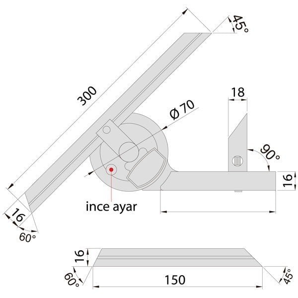 İnsize 2372-360 Universal Açı Ölçer