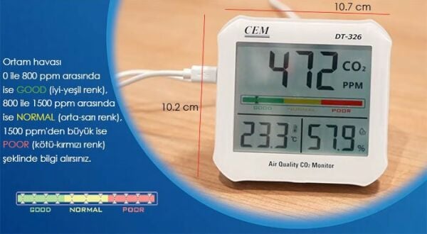 Cem DT-326 Hava Kalitesi ve Karbondioksit Ölçer
