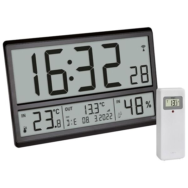 TFA 60.4523.01 Dijital XL Duvar Saati İç-Dış Sıcaklık, Nem ve Tarih Göstergeli