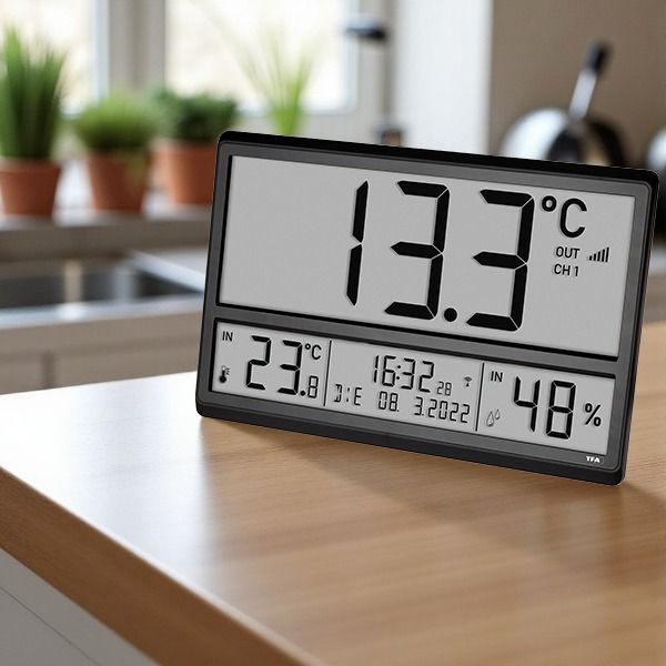 TFA 60.4523.01 Dijital XL Duvar Saati İç-Dış Sıcaklık, Nem ve Tarih Göstergeli