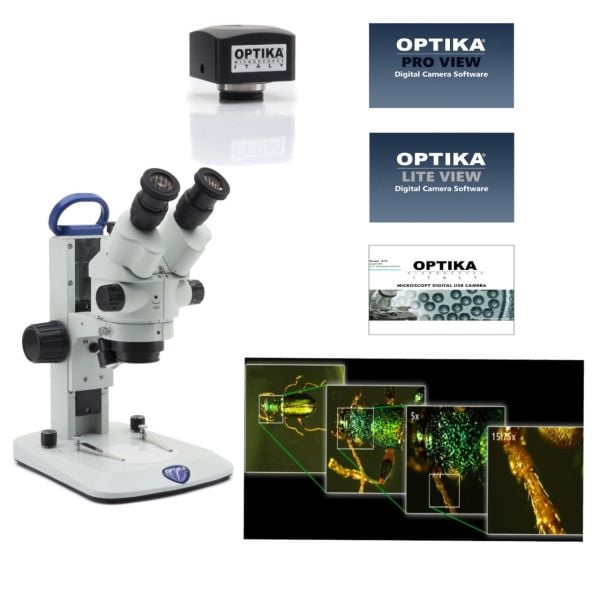 Optika SLX Kameralı Trinoküler Stereo Zoom Mikroskop ve Yazılım - Dijital Mikroskop