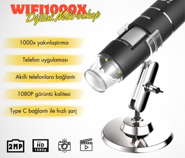 LYK Wifi1000x Kablosuz Akıllı Telefon Mikroskobu 1000X