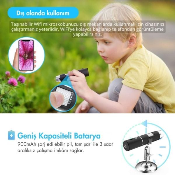 LYK Wifi1000x Kablosuz Akıllı Telefon Mikroskobu 1000X