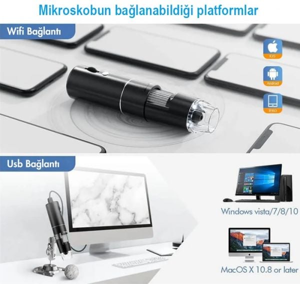 LYK Wifi1000x Kablosuz Akıllı Telefon Mikroskobu 1000X