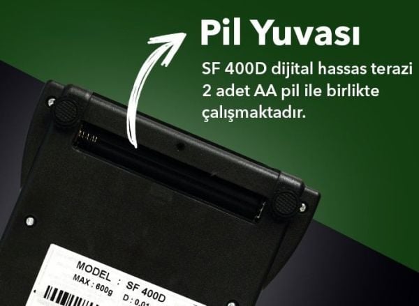SF 400D Dijital Hassas Terazi - Hassasiyet: 0.01 gr. Max: 600gr.