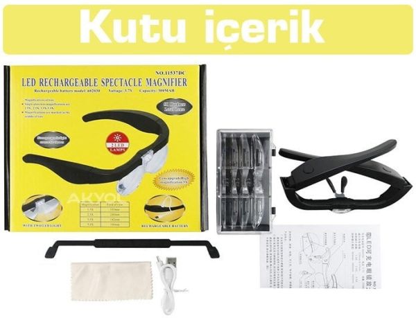 11537DC Şarj Edilebilir Ledli Gözlük Büyüteç