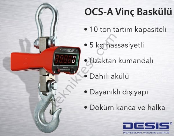 Desis OCS-A Dijital Vinç Baskülü - Hassasiyet:5 kg. Max: 10 ton.