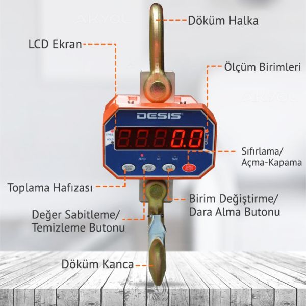 Desis OCS-A Dijital Vinç Baskülü - Hassasiyet:1 kg. Max: 3 ton.