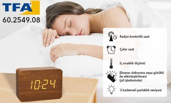 TFA 60.2549.08 Ahşap Termometre Saat