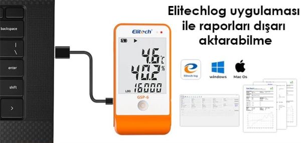 Elitech GSP-6 Çift Kablolu Sıcaklık ve Nem Veri Kaydedici Datalogger