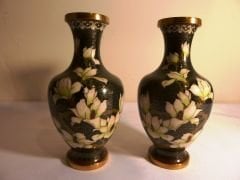Cloisonne mine işlemeli çift vazo Y:18cm