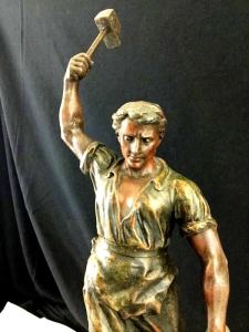 J. Becox imzalı tutya demirci heykeli 19.Y.y.  Y: 74 cm.