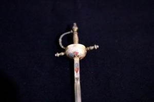 Bronz el işlemeli Toledo kılıç  Boy:12,5cm